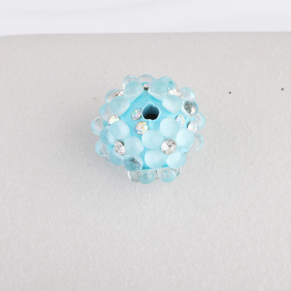 Flower Pattern Rhinestone Bubblegum Beads 15mm Polymer Clay 10pcs 6