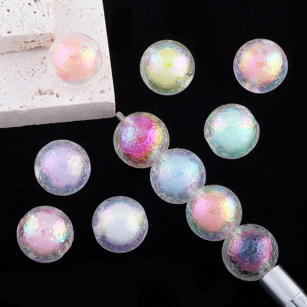 Wrinkled Transparent Acrylic Beads 16mm Pastel Iridescent 20pcs