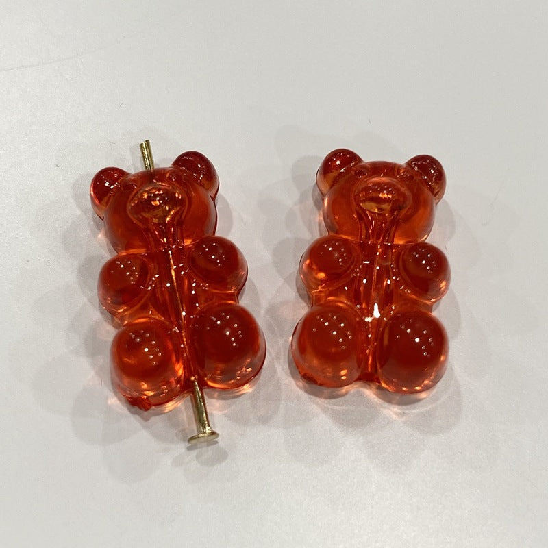 Clear Candy Colored Teddy Bear Acrylic Beads 12x18mm 10pcs 6