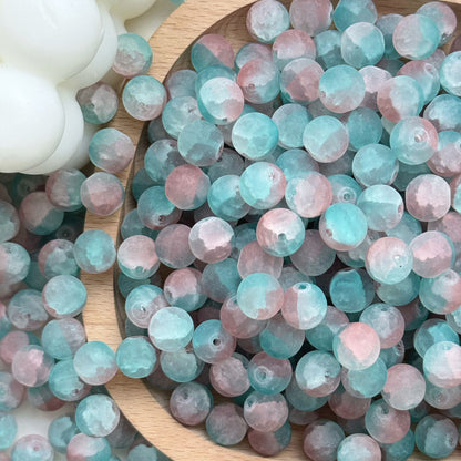 Frosted Round Glass Beads 10mm Jade Crushed Texture 30pcs 16