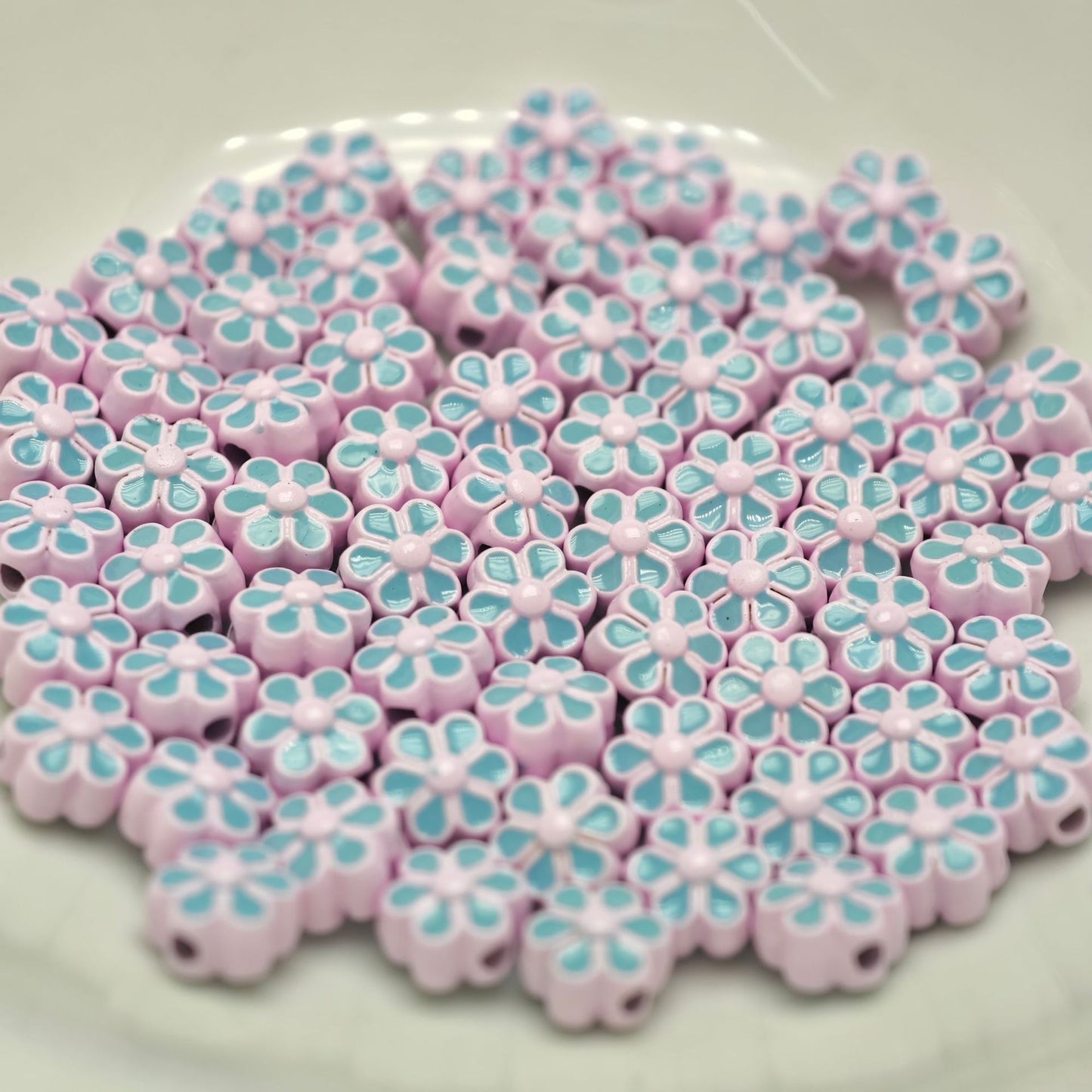 Six Petal Flower Metal Beads 7mm Dual Color Zinc Alloy 20pcs 11