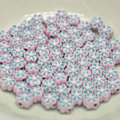 Six Petal Flower Metal Beads 7mm Dual Color Zinc Alloy 20pcs 11