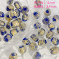 Lampwork Glass Beads Olive Shaped Vintage Gold Foil Filled 1pc 6