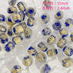 Lampwork Glass Beads Olive Shaped Vintage Gold Foil Filled 1pc 6