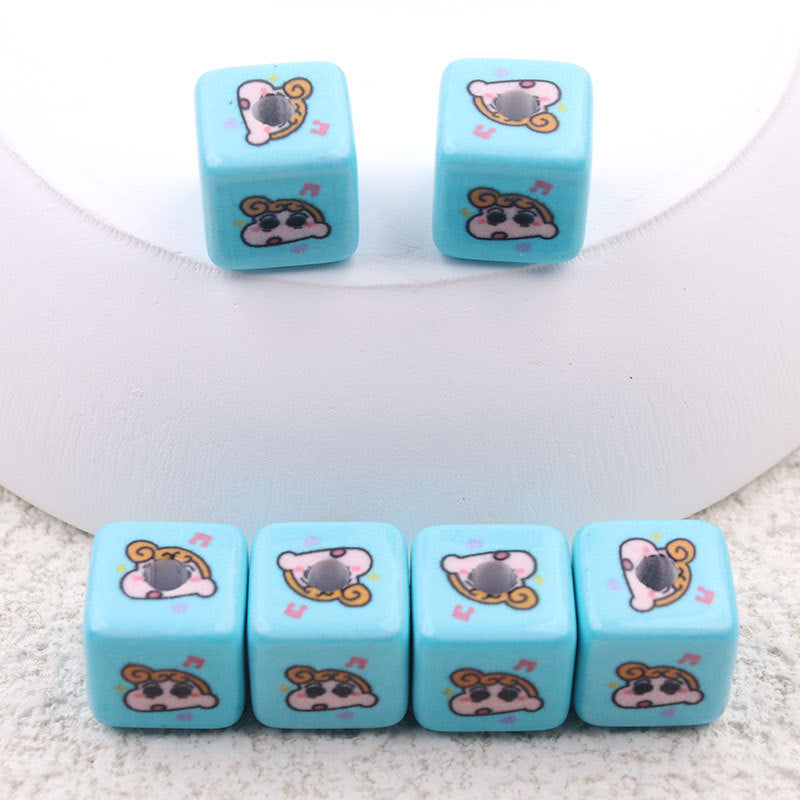 Painted Square Acrylic Beads 13mm Crayon Shin-Chan Printed 50pcs 9