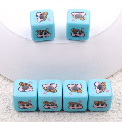 Painted Square Acrylic Beads 13mm Crayon Shin-Chan Printed 50pcs 9