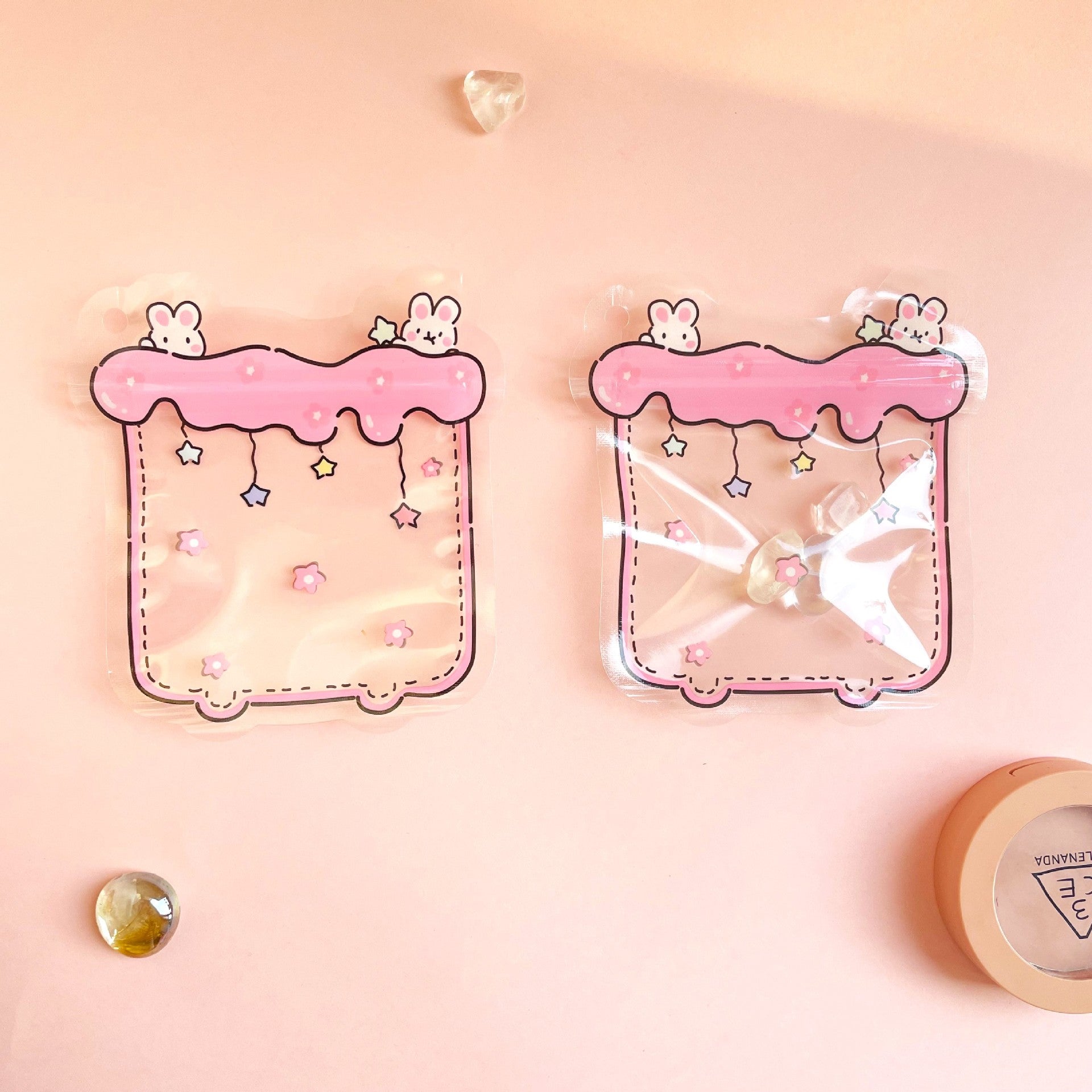 Transparent Zip Lock Bags Printed Flying Saucer and Milk Tea Cup 50pcs 10.5-11.5cm 3