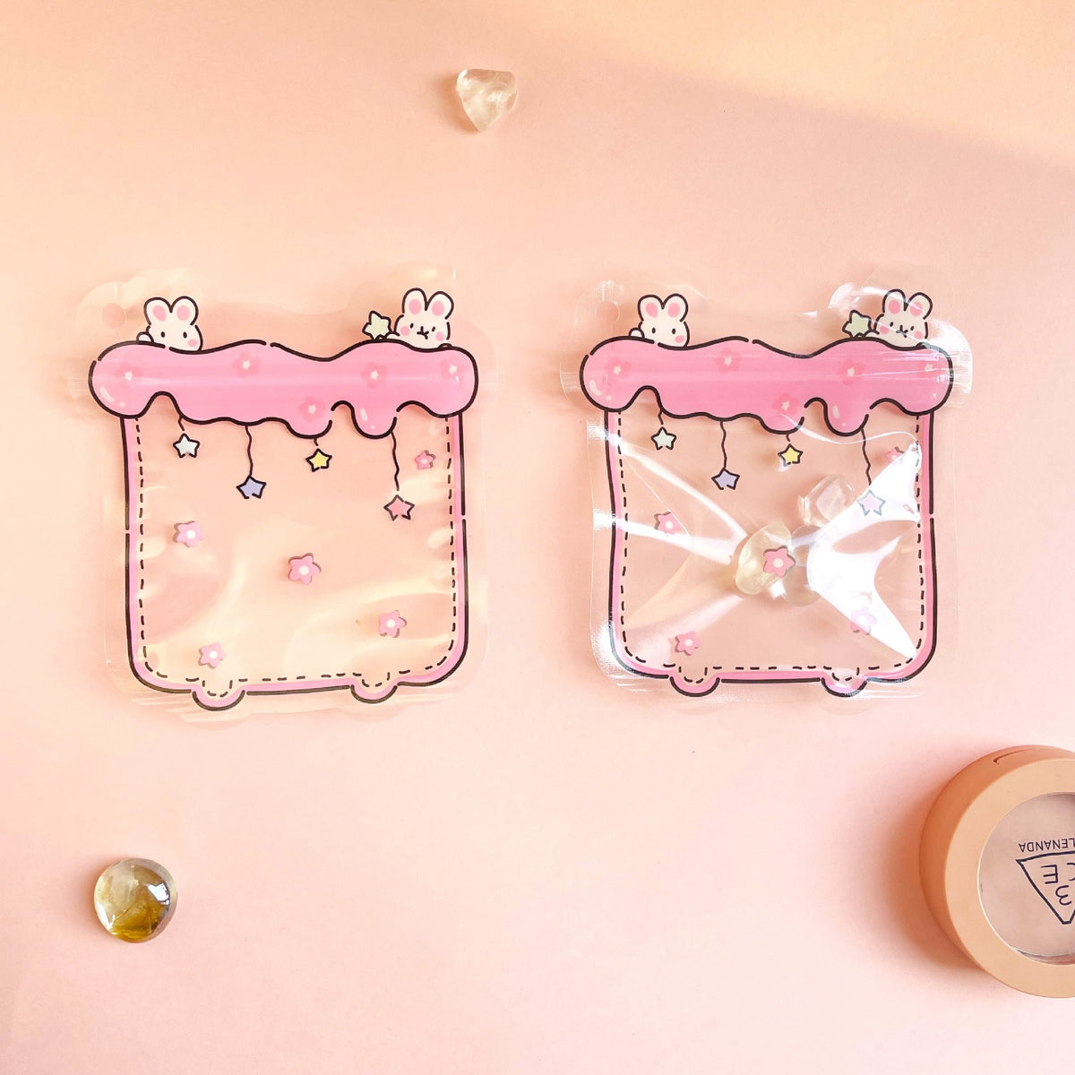 Transparent Zip Lock Bags Printed Flying Saucer and Milk Tea Cup 50pcs 10.5-11.5cm 3