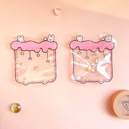 Transparent Zip Lock Bags Printed Flying Saucer and Milk Tea Cup 50pcs 10.5-11.5cm 3