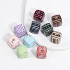 Striped Designer M Acrylic Square Beads 14mm 10pcs 2