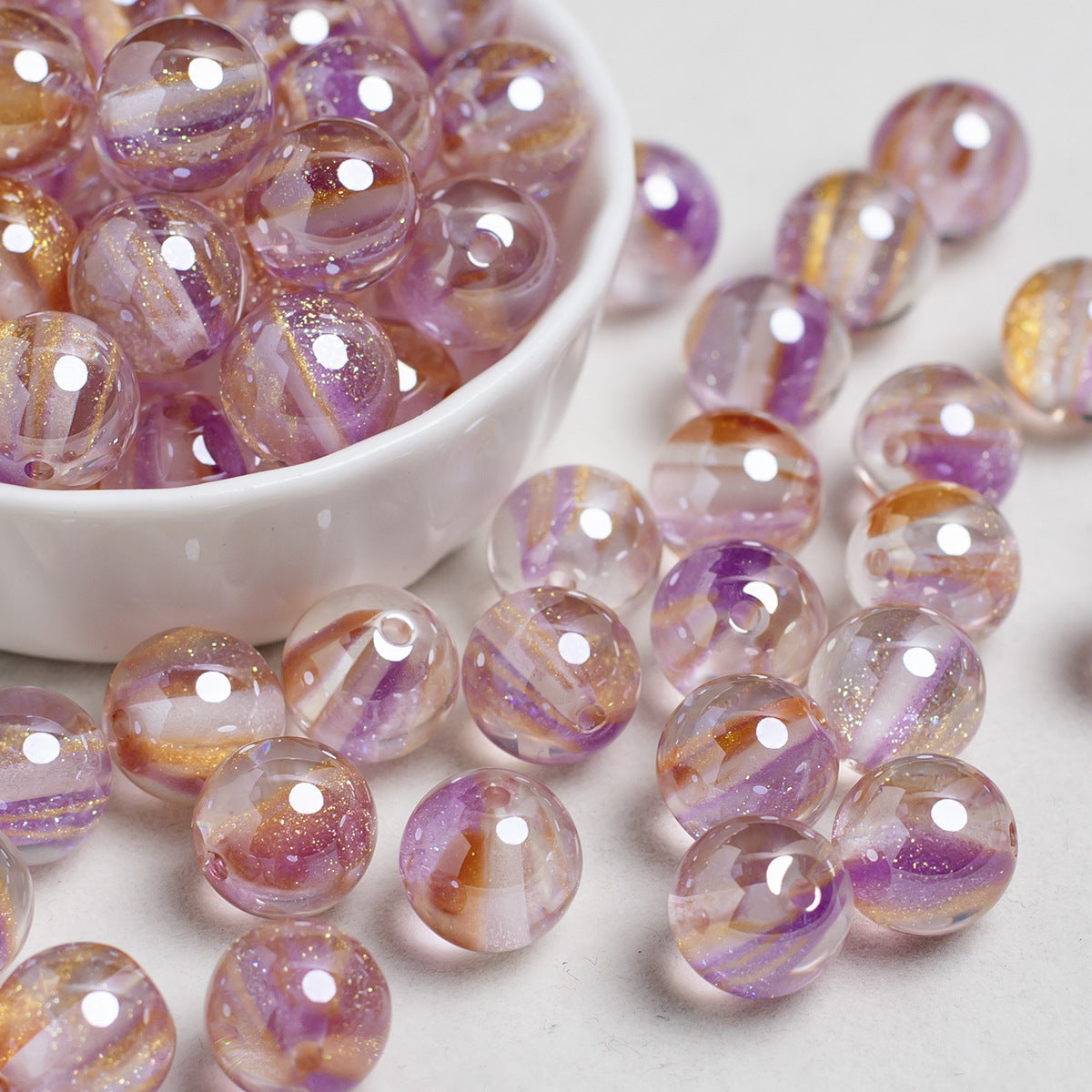 Glimmer Nebulous Resin Beads 12mm Round Multicolor Gradient 20pcs 14