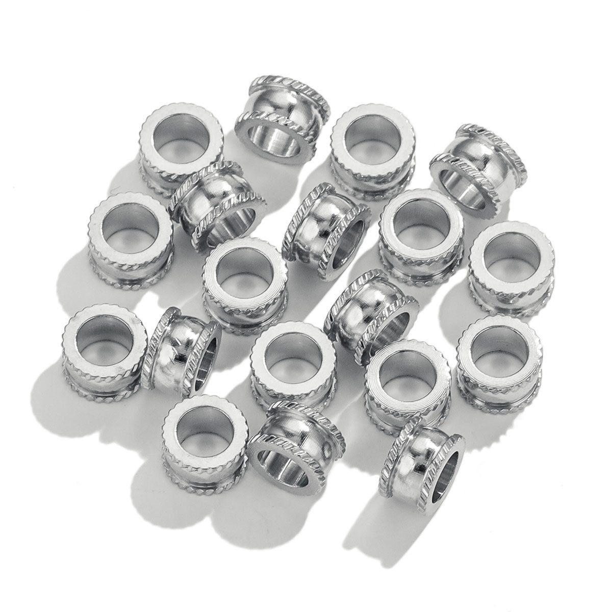 Stainless Steel Lace Spacer Beads 9mm Large Hole 20pcs 3