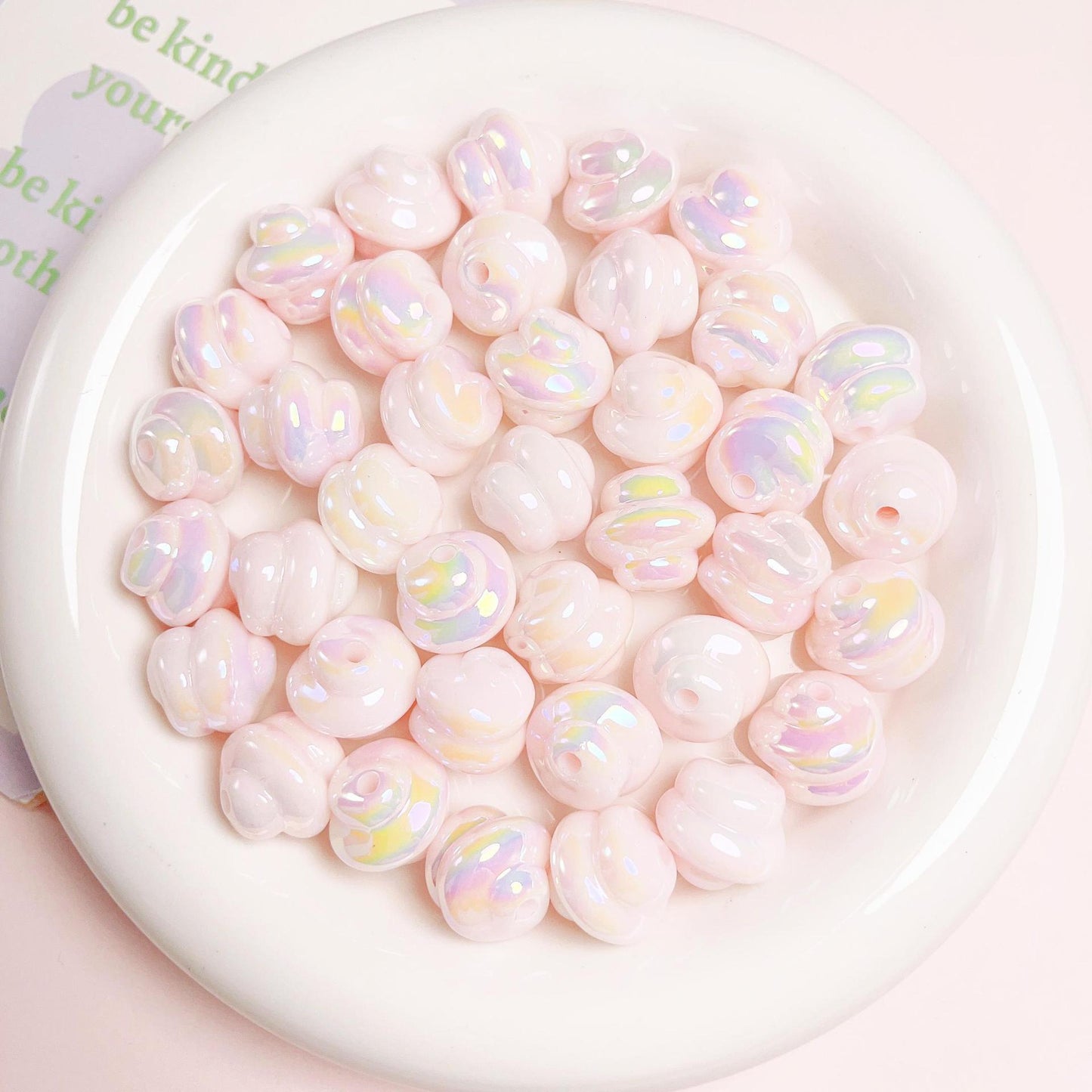 Glow Twisted Acrylic Beads 16mm Pastel Plating 20pcs 8