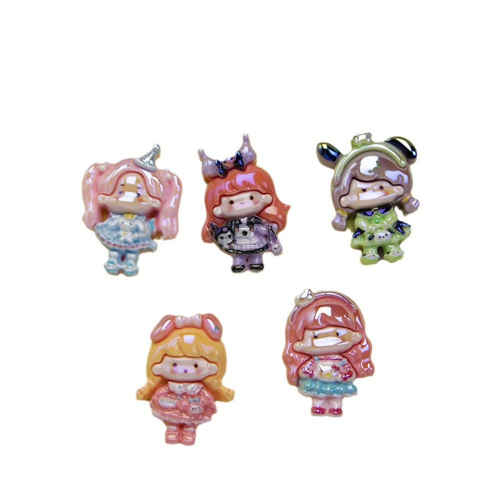 Plating Sanrio Resin Beads Glossy Pretty Girl Series 10pcs 5