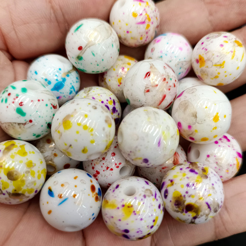 Spray Painted Acrylic Beads 16mm Colorful Speckled Splash 100pcs 2