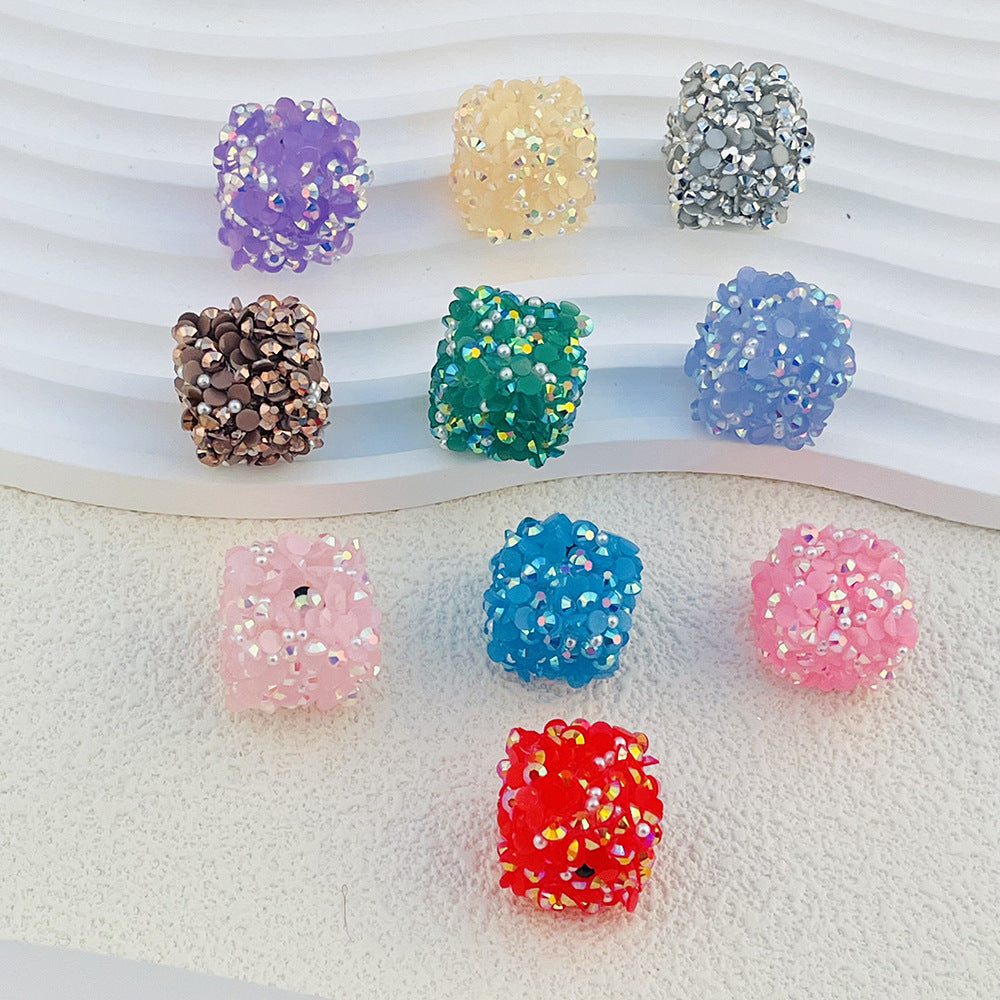 Glitter Square Acrylic Beads 20mm Wrapped Sparkle 10pcs 2