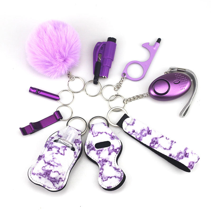 Self Defense Alarm Pompom Keychain Outdoor Safety 10 Pack 49