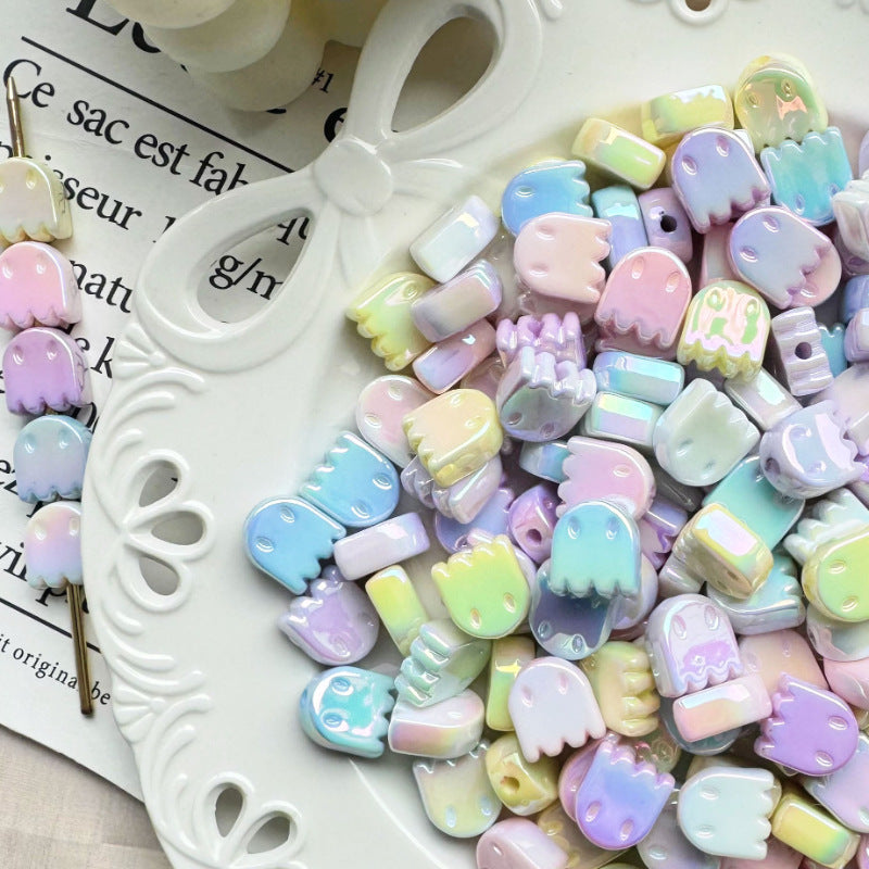 UV Plating Ghost Acrylic Flat Beads 14mm Candy Color 50pcs 2
