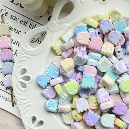 UV Plating Ghost Acrylic Flat Beads 14mm Candy Color 50pcs 2