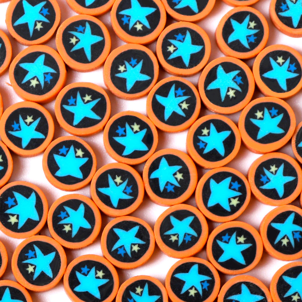 Flat Clay Beads 9mm Planet Series Colorful Space Designs 100pcs 6