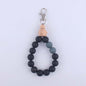 Wood Hexagon Silicone Bead Wristlet Keychain Natural Pastel Colors 11