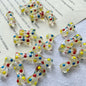 Painted Dotted Bone Glass Beads 17mm Hand Painted Colorful 1pc 12