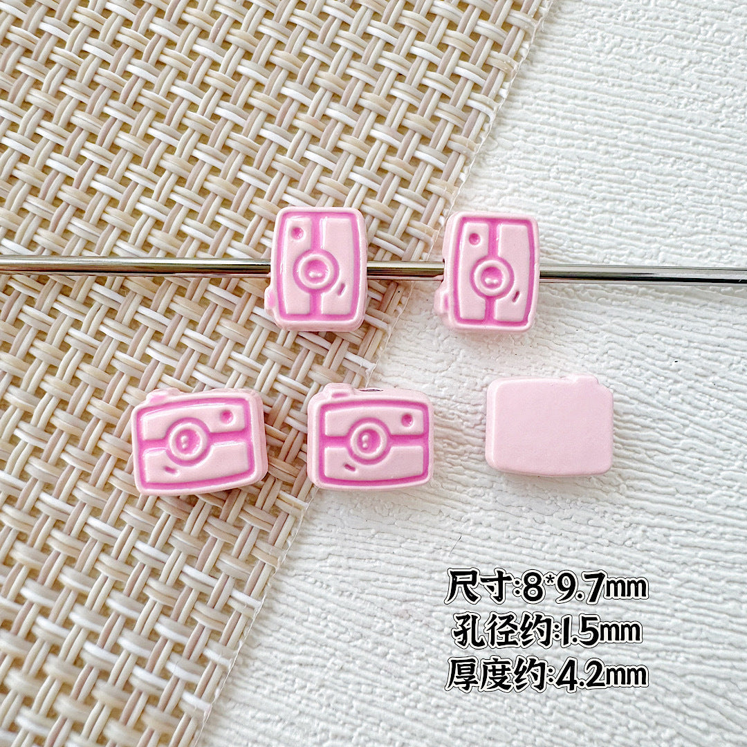 Camera Milk Carton Painted Metal Beads Glossy Enamel 20pcs 7