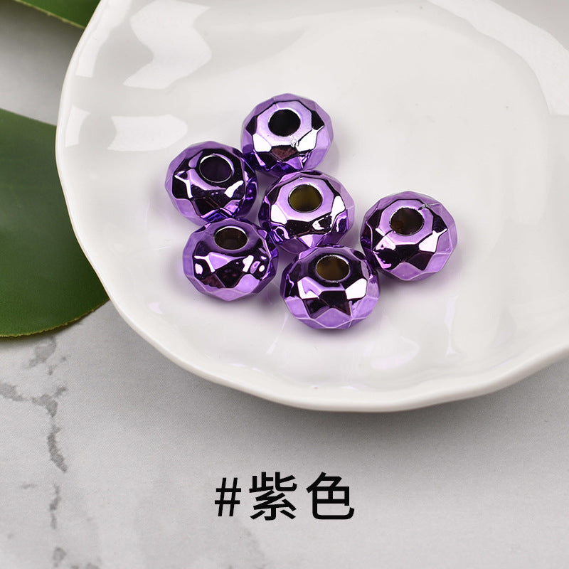 Acrylic Faceted Metallic Spacer Beads 15mm 50pcs 14