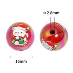 Plating Cartoon Acrylic Beads 16mm Santa Claus Reindeer Printed 50pcs 3