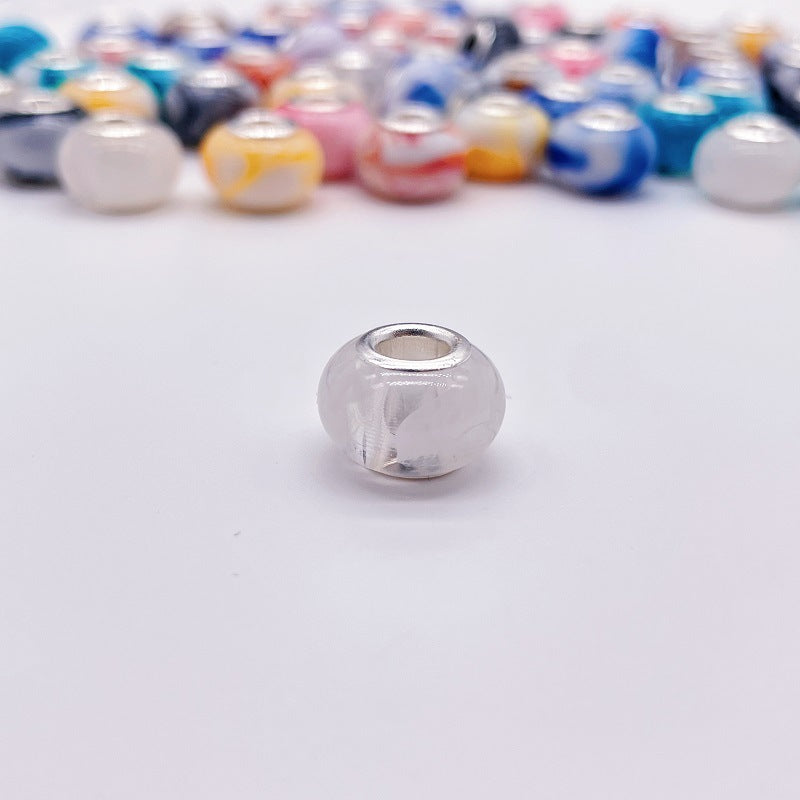 Acrylic Round Spacer Beads 14mm Ink Imitation Ceramic Large Hole 50pcs 15