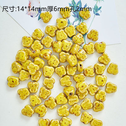 Tiny Butterfly Ceramic Beads 14mm Fambe Glaze Glossy 10pcs 12