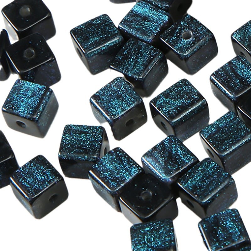 Opal Glitter Square Resin Beads 8mm Pearlescent Shimmer 10pcs 5