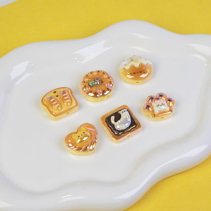 Plating Small Animal Bread Series Resin Beads Glossy Golden Brown 20pcs 3