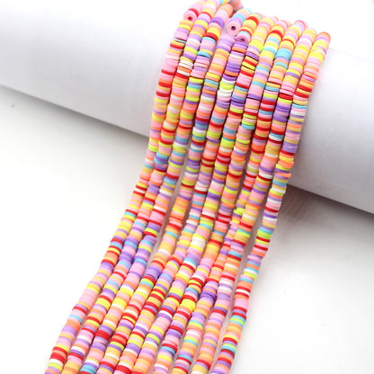 Flat Clay Beads 6mm Colorful Polymer Spacer Disc 10strands 48
