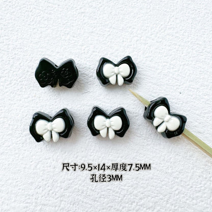 Bow Metal Beads 14mm 16mm Baking Painted Two-Color Alloy 10pcs 13