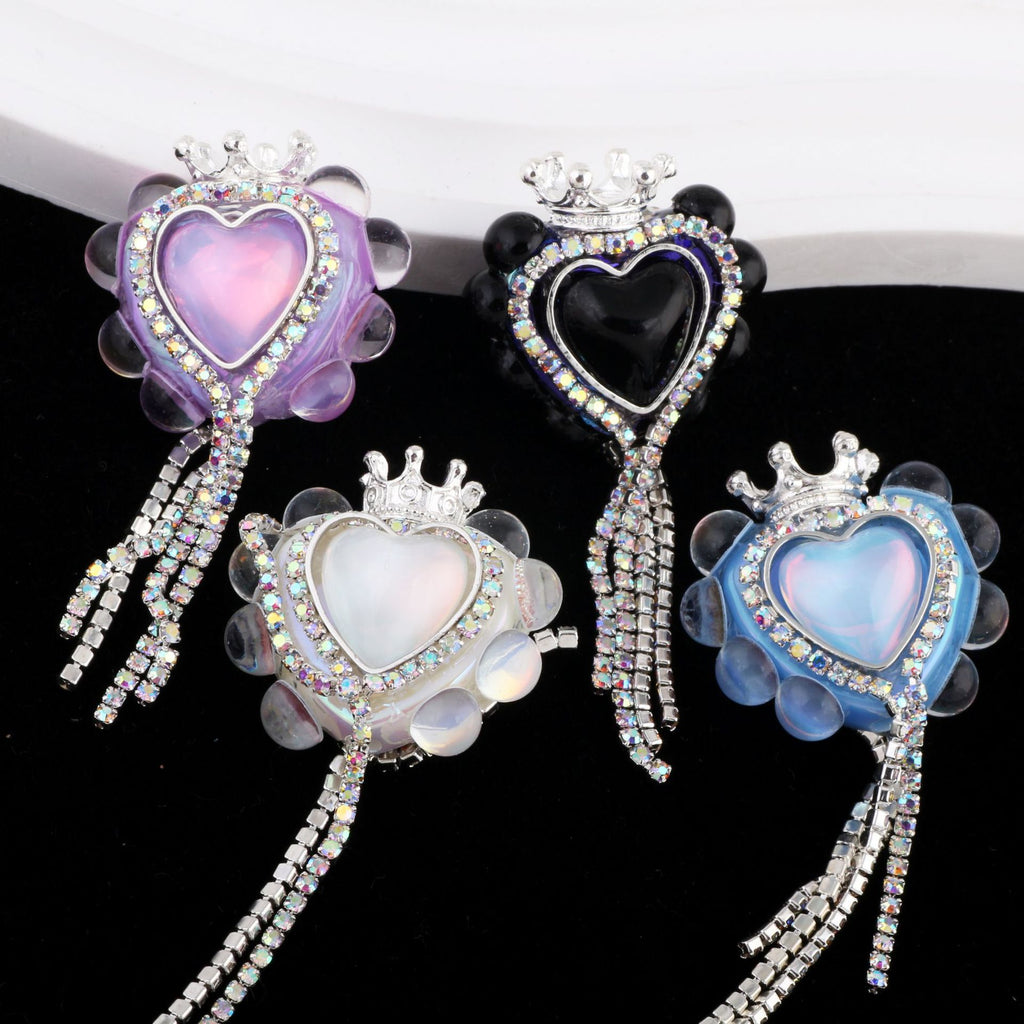 Heart Clay Beads 25mm Imitation Mocha Diamond Tassel Crown 6pcs 2