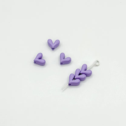 Painted V-Shaped Heart Acrylic Beads 6.7x8mm Glossy Mixed Colors 10pcs 13