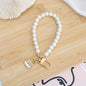 Pearl Beaded Bracelet Keychain with Gold Tone Clasp 7