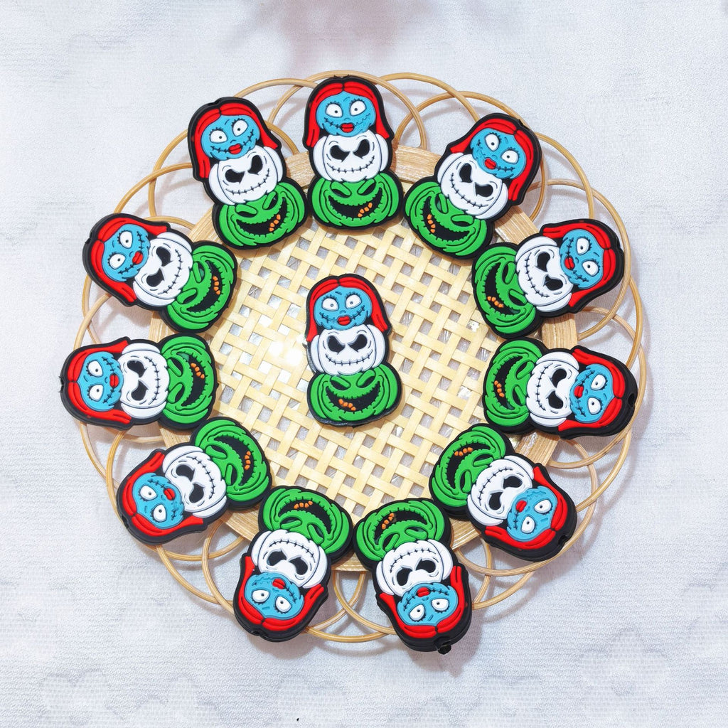 Silicone Focal Beads Pumpkin Ghost Bride Design 20pcs 3
