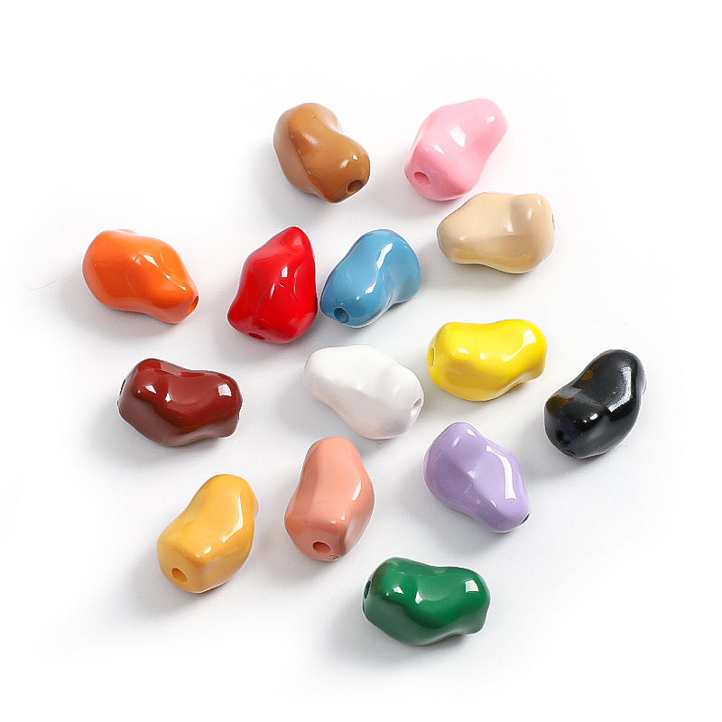 Glossy Irregular Stone Acrylic Beads 20mm Colorful Painted 50pcs 2