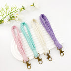 Macrame Crochet Phone Keychain Cotton Rope with Brass Clasp 4pcs