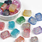 Spiral Pattern Bear Resin Beads 20mm Multicolor Translucent 10pcs
