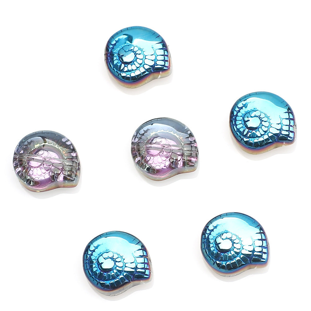 Electroplated Flat Spiral Shell Glass Beads 12mm Iridescent 30pcs 8