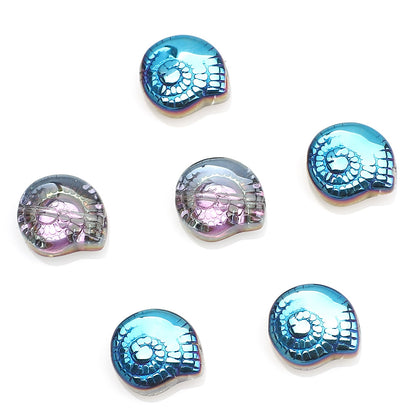 Electroplated Flat Spiral Shell Glass Beads 12mm Iridescent 30pcs 8