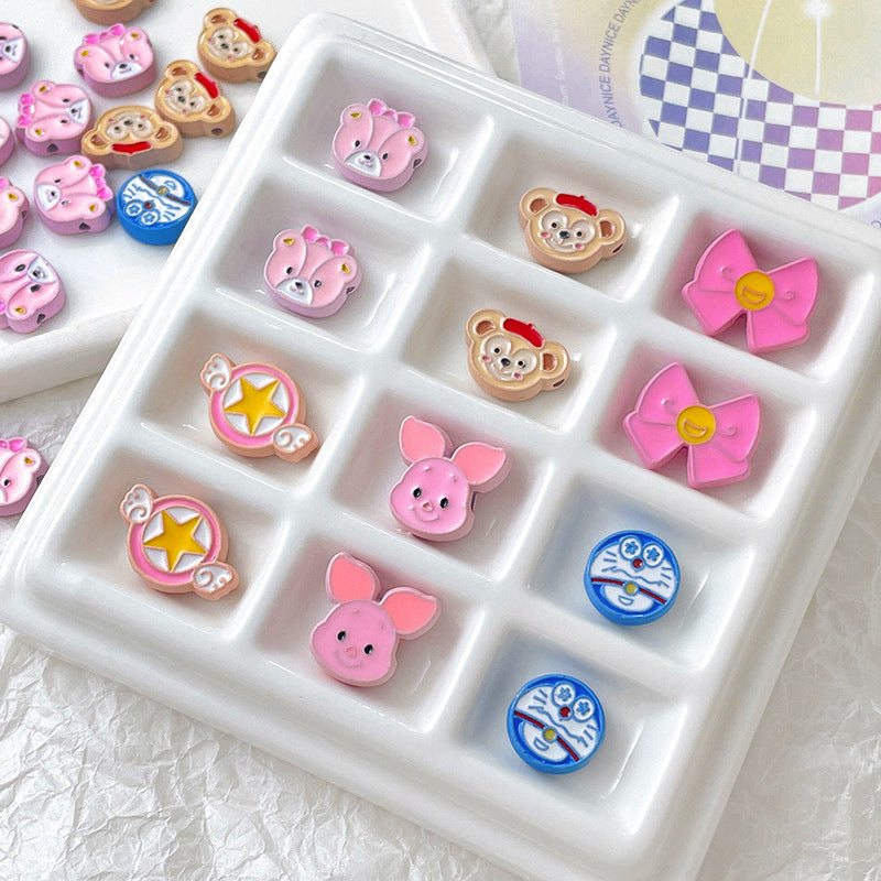 Cartoon Character Metal Beads Colorful Enamel Alloy 10pcs 4