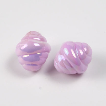 Pastel Cow Horn Wrapped Acrylic Beads 17mm Iridescent Finish 50pcs 4