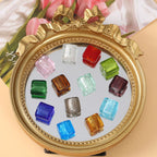 Vintage Transparent Lampwork Square Glass Beads 12mm 20pcs 2