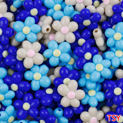 Glow In The Dark Five-Petal Flower Acrylic Beads 21mm Bicolor 10pcs 23