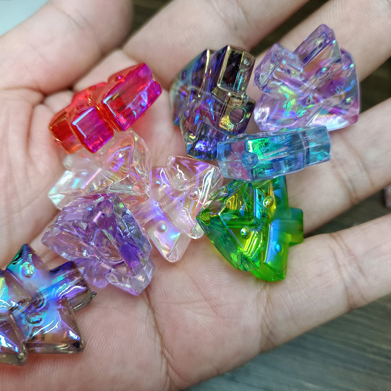 Transparent Christmas Tree Acrylic Beads 25mm UV Plating 100pcs 6