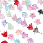 Lily Flower Glass Beads 13mm Transparent Mixed Colors 20pcs 2